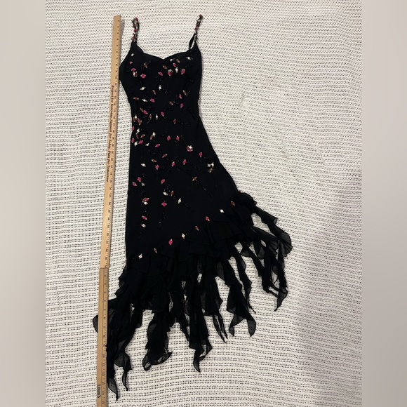 Vintage 90’s Y2K 100% Silk Dress Rose Vintage Beaded Dress Silk Slip Dress Fairy - Picture 11 of 17